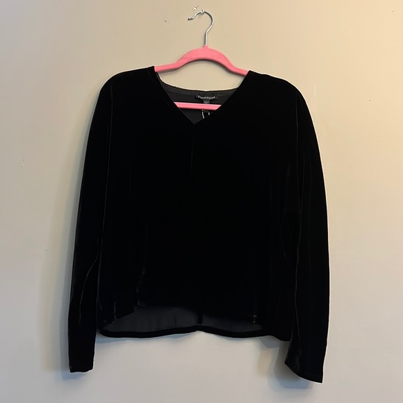 Eileen Fisher Silk Velvet V-Neck Long Dolman Sleeve Boxy Top - Picture 4 of 10